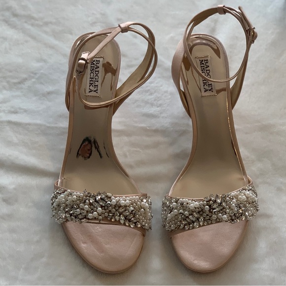 New Badgley Mischka Fiona Satin Sandals with Embellishments, Size 11! - Picture 2 of 10